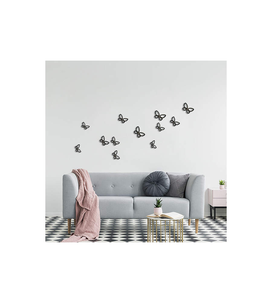 DECORO MURALE 3D "BLACK METAL BUTTERFLIES"